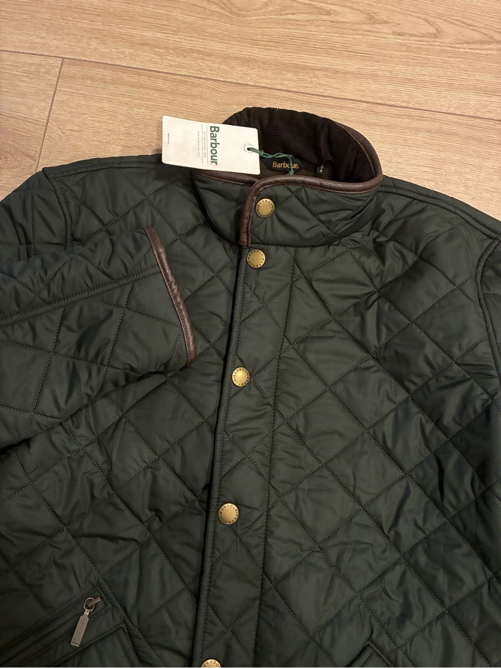 NWT Barbour Men’s Powell Quilted Jacket Olive Green Size S